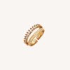 Anillos Vidal & Vidal | Anillo Thelma Chapado Oro 18 Kt Doble Tira Lisa Y Circonitas