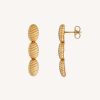 Pendientes Vidal & Vidal | Pendientes Chapado Oro 18 Kt Triple Motivo Ovalado Relieve