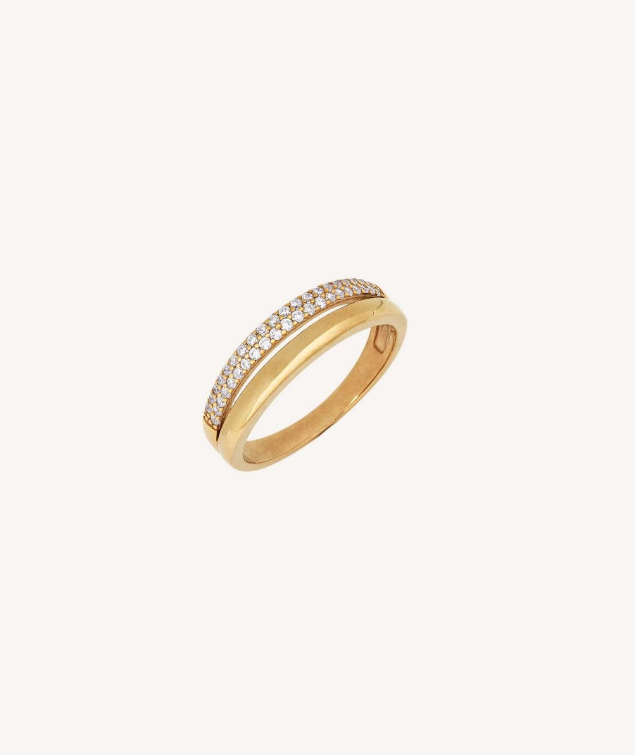 Anillos Vidal & Vidal | Anillo Carolina Plata De Ley 925 Chapado Oro 18Kt Circonitas C Bicas