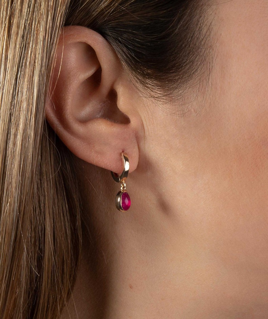 Pendientes Vidal & Vidal | Aros Articulados Piedra Rosa