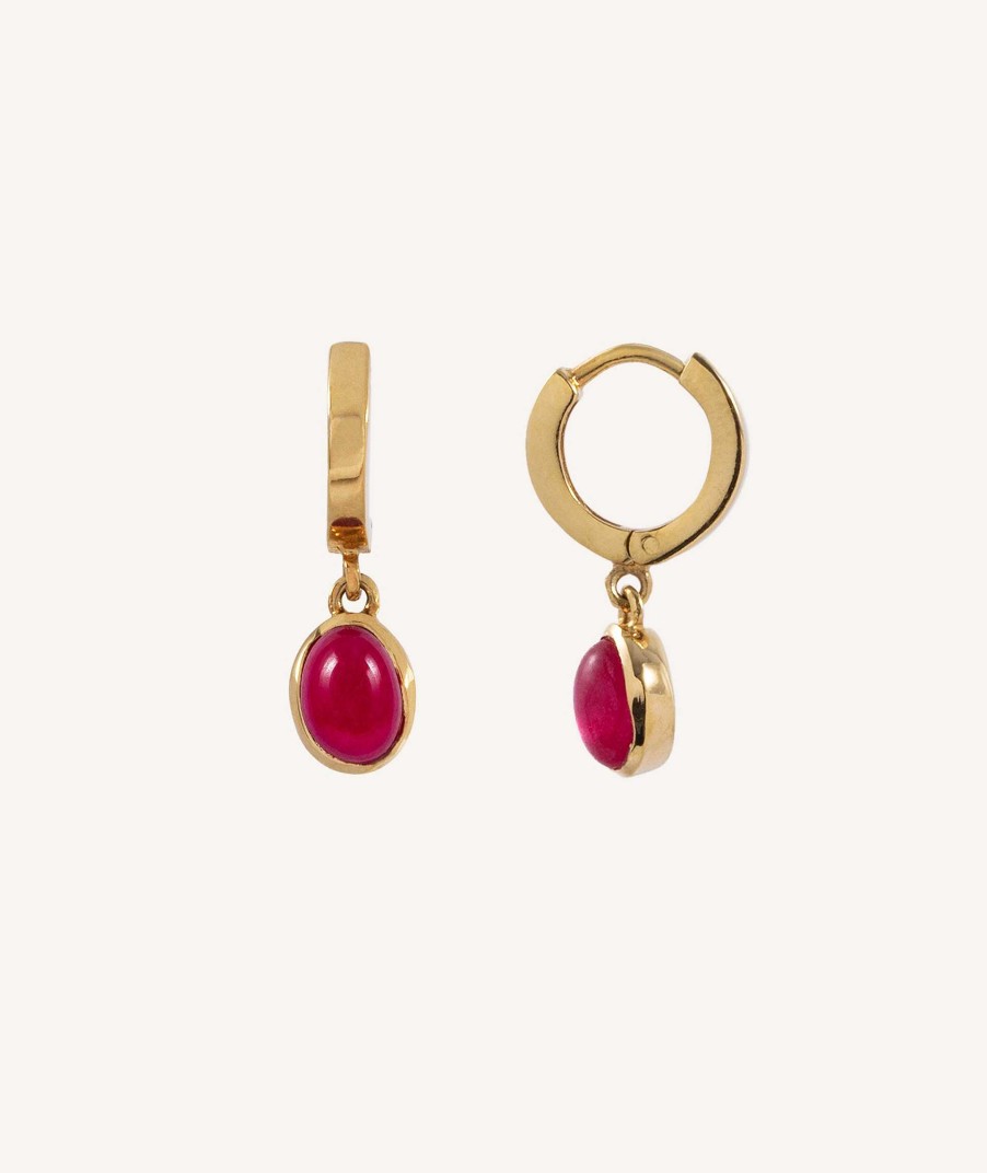 Pendientes Vidal & Vidal | Aros Articulados Piedra Rosa