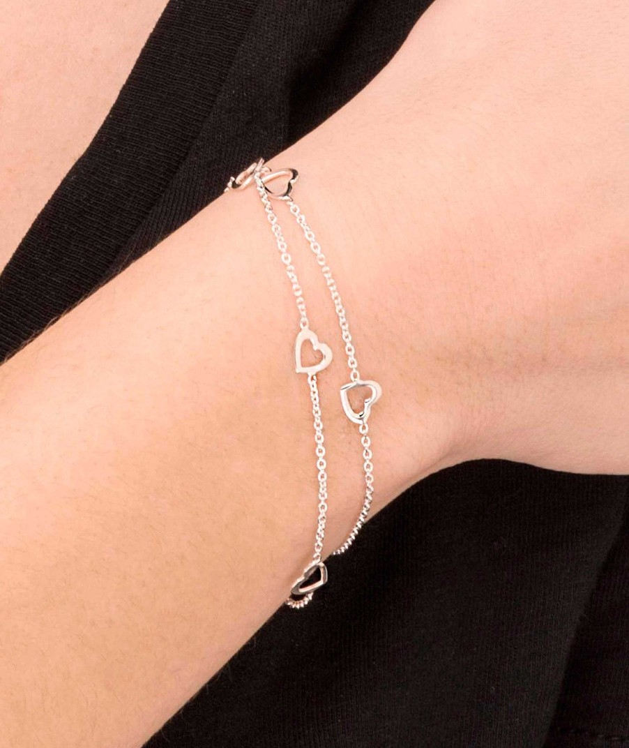 Pulseras Vidal & Vidal | Pulsera Doble Cadena Con Corazones