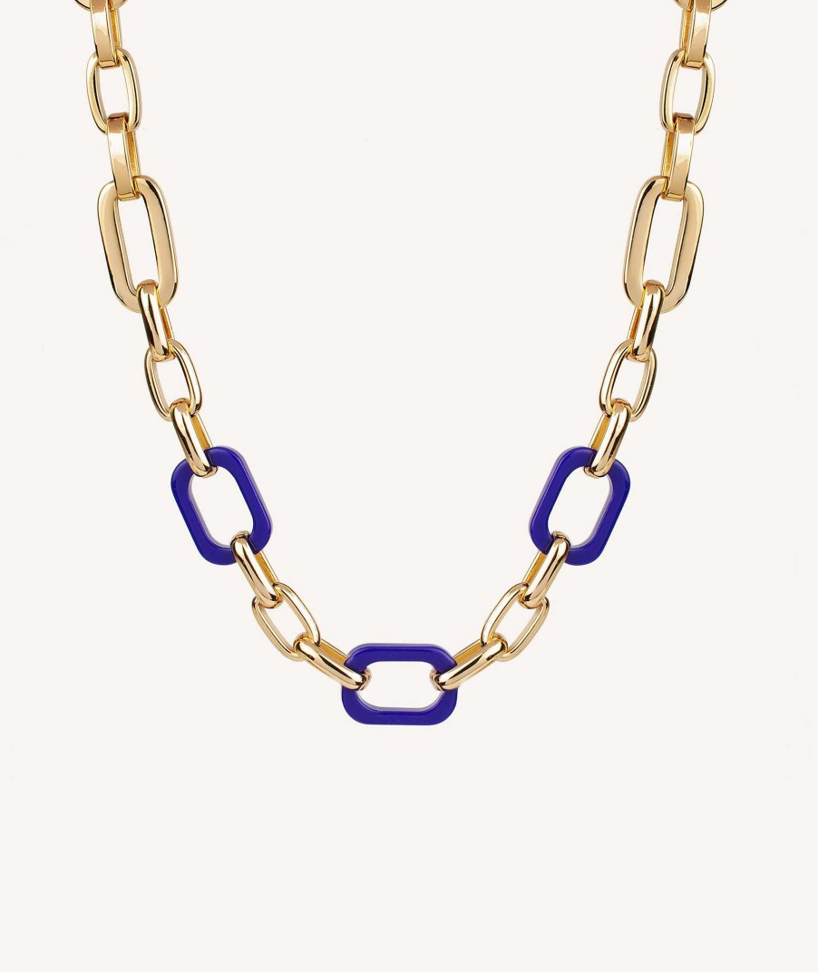 Collares Vidal & Vidal | Collar Eslabones Cuadrados Carey Azul