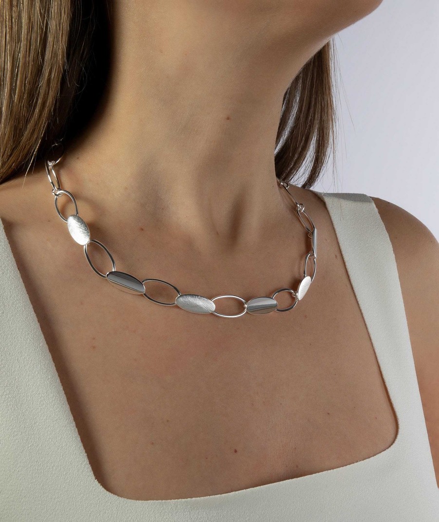 Collares Vidal & Vidal | Collar Acabado En Plata Rayado Brillo