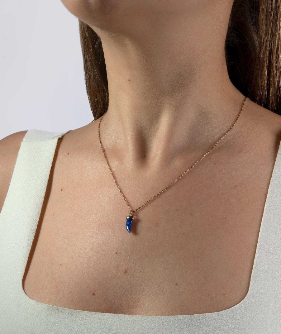 Collares Vidal & Vidal | Colgante Acabado En Oro 18Kt Cuerno Azul